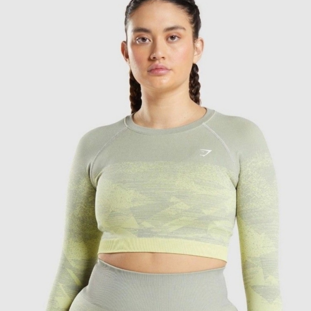 Gymshark Adapt Ombre Crop Top Green B1A9X Size Small